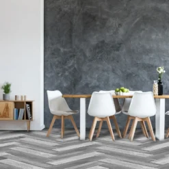None Venice Grey Herringbone Vinyl Sheet Flooring 3x2m Roll -Flooring And Tile Store 13053380 5495002421390949