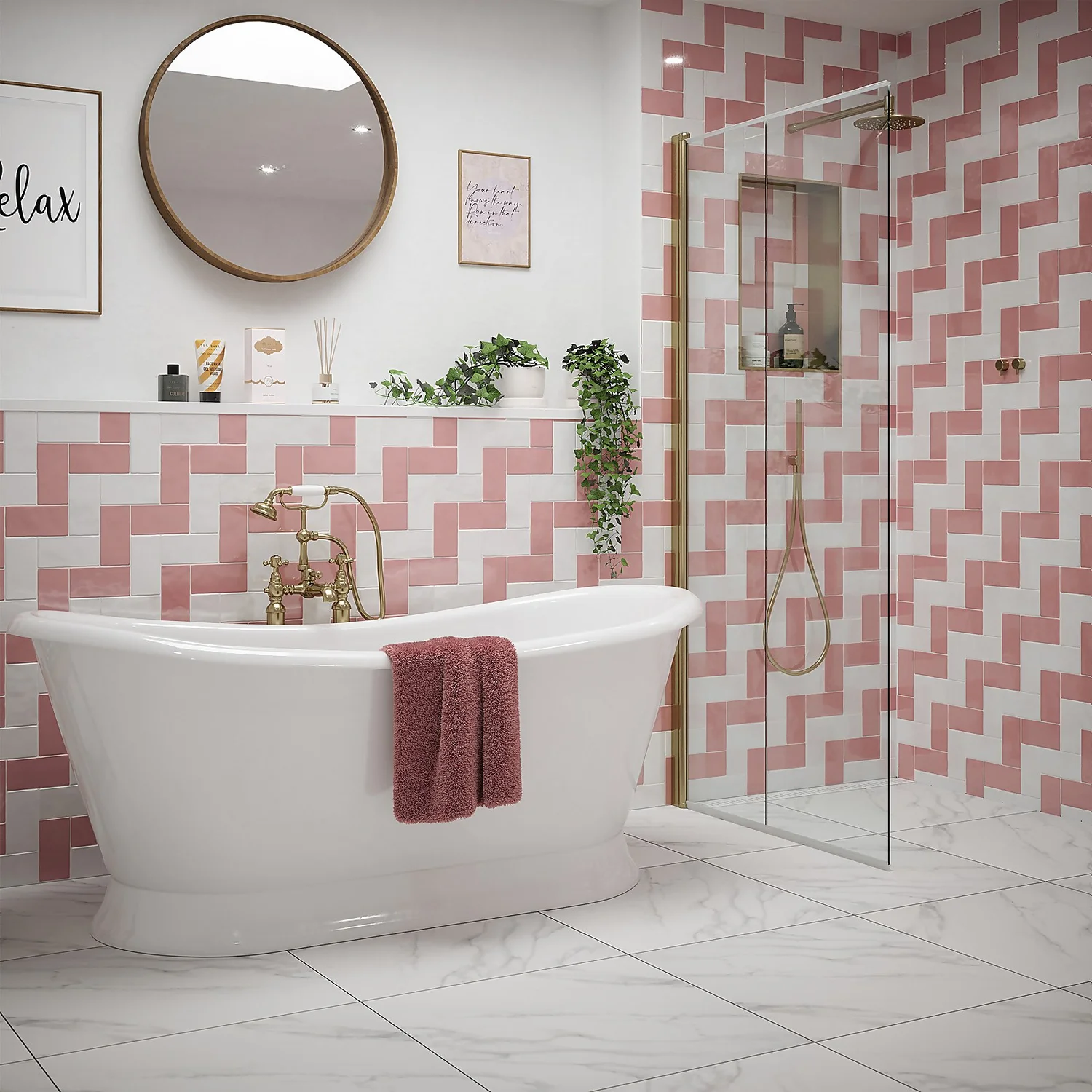 Country Living Artisan Peony Blush Ceramic Wall Tile 75 x 150mm - 0.5sqm Pack Country Living Artisan Peony Blush Ceramic Wall Tile 75 X 150mm - 0.5sqm Pack -Flooring And Tile Store 13220554 1824909608180063