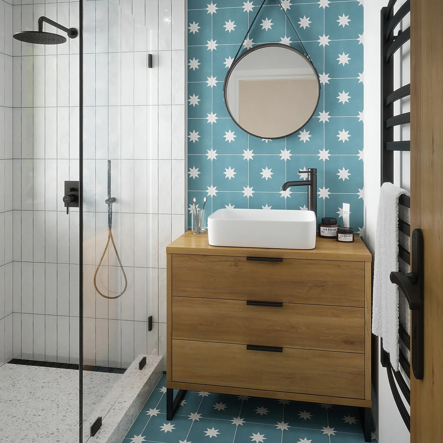 Country Living Starry Skies Peacock Teal Porcelain Wall & Floor Tile - 200 x 200mm - 0.52sqm Pack Country Living Starry Skies Peacock Teal Porcelain Wall & Floor Tile - 200 X 200mm - 0.52sqm Pack -Flooring And Tile Store 13220582 1344909608317976