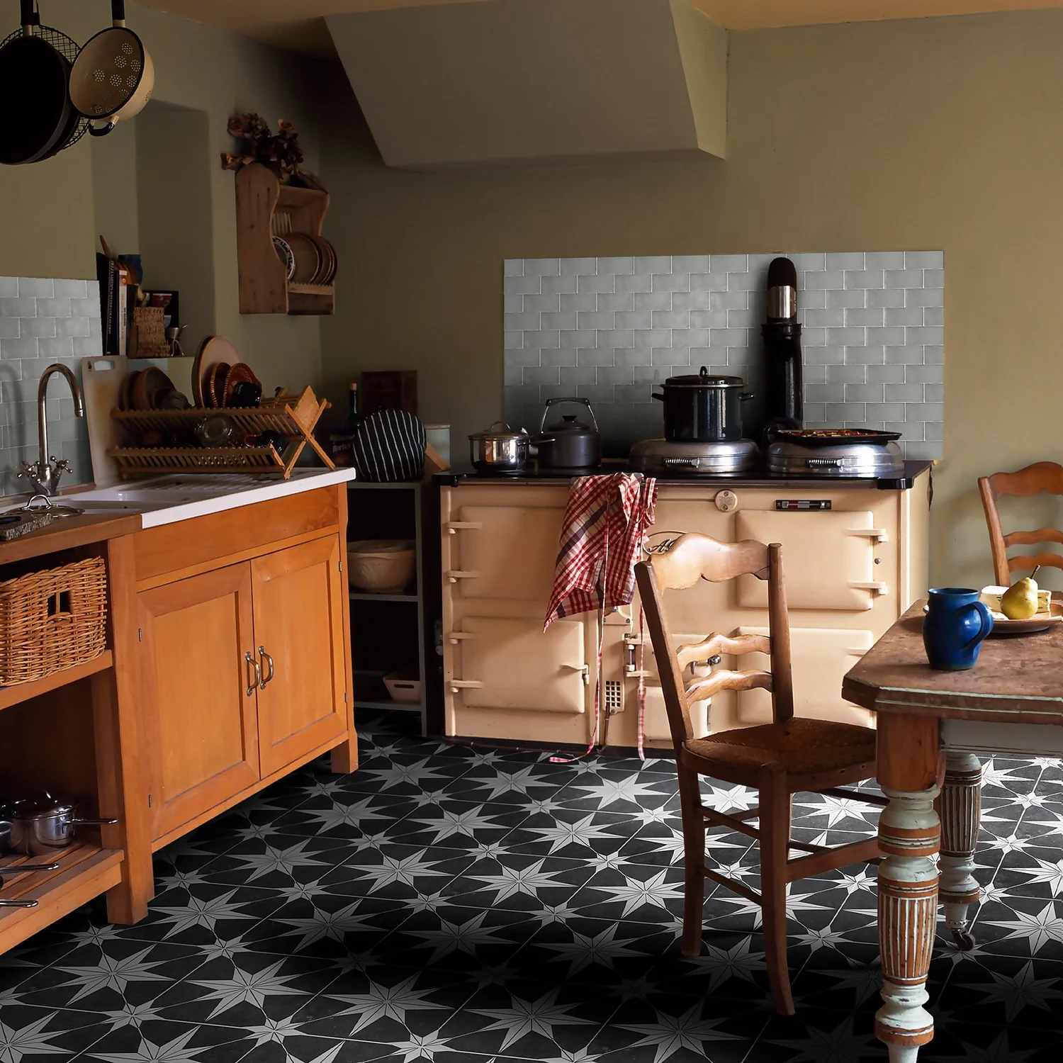 Country Living Starry Skies Black North Star Porcelain Floor & Wall Tile 1.42sqm pack - 450x450mm Country Living Starry Skies Black North Star Porcelain Floor & Wall Tile 1.42sqm Pack - 450x450mm -Flooring And Tile Store 13220589 1685051391062742