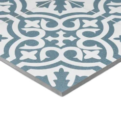 Fiore Teal / White Victorian Pre-scored Porcelain Wall & Floor Tile 450 X 450mm - 1.42sqm Pack 3 Fiore Teal / White Victorian Pre-scored Porcelain Wall & Floor Tile 450 X 450mm - 1.42sqm Pack -Flooring And Tile Store 13220597 4174916350020462