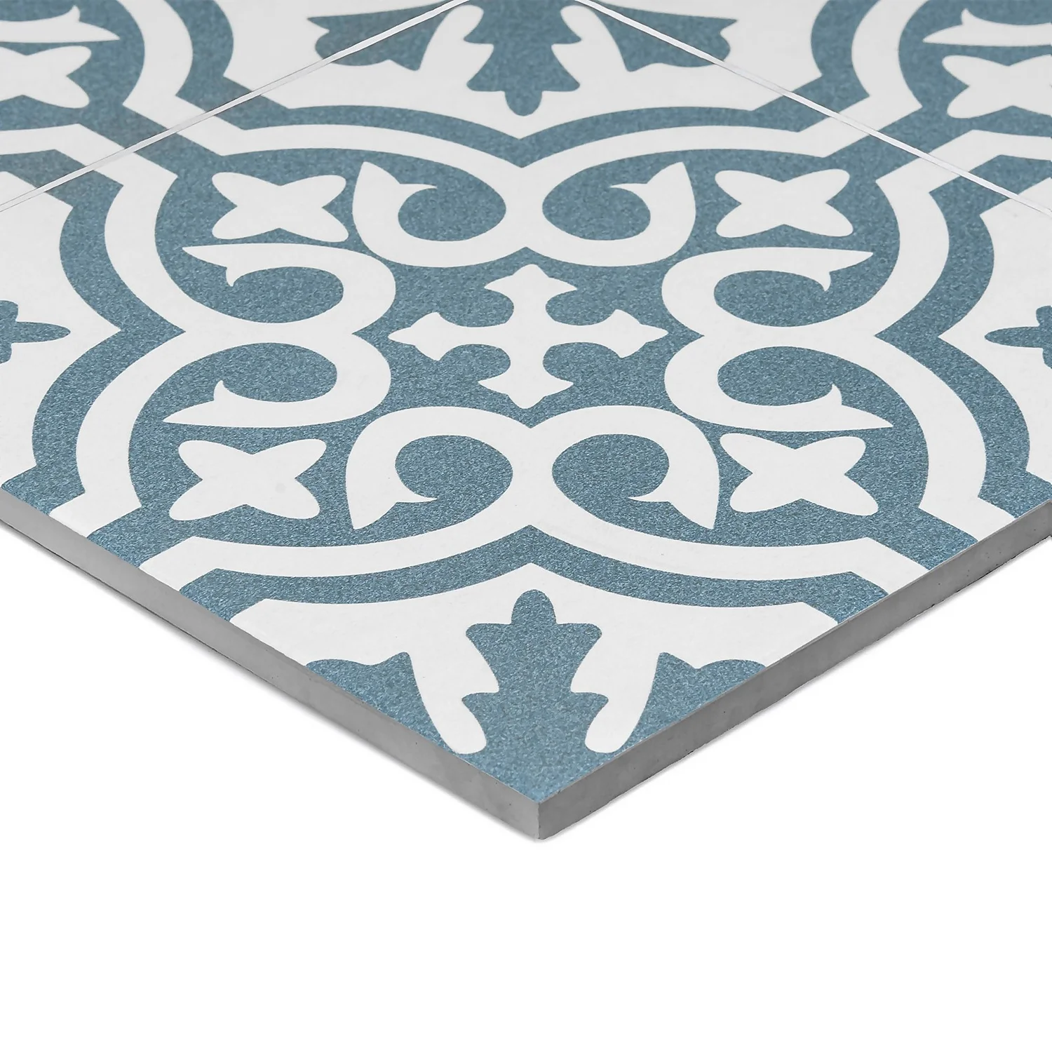 Fiore Teal / White Victorian Pre-scored Porcelain Wall & Floor Tile 450 x 450mm - 1.42sqm Pack Fiore Teal / White Victorian Pre-scored Porcelain Wall & Floor Tile 450 X 450mm - 1.42sqm Pack -Flooring And Tile Store 13220597 4174916350020462