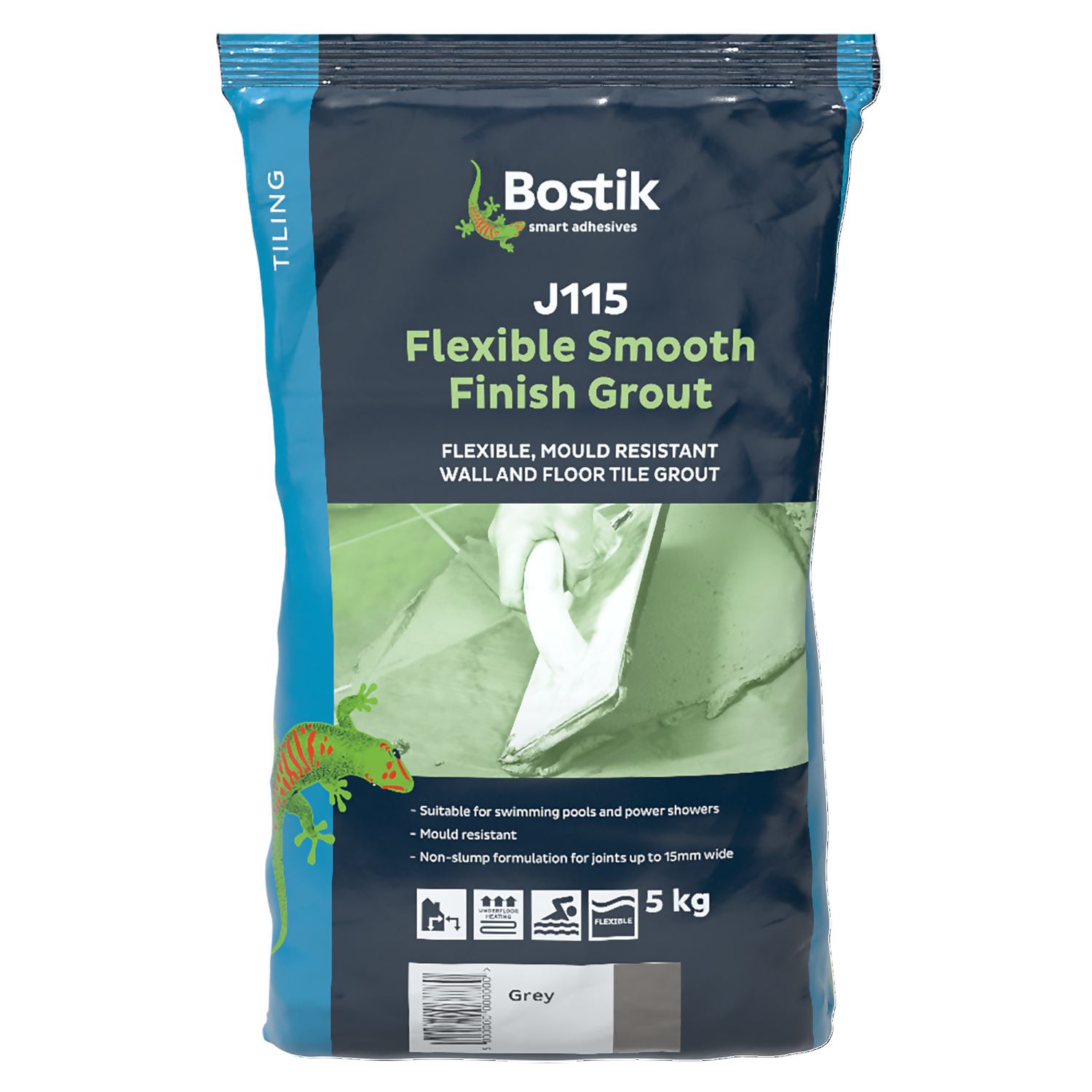 Bostik J115 Flexible Smooth Finish Tile Grout 5kg - Grey Bostik J115 Flexible Smooth Finish Tile Grout 5kg - Grey -Flooring And Tile Store 13907175 1514976536764717