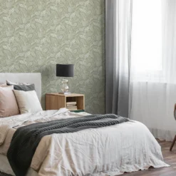 Fresco Artisan Leaf Sage Wallpaper -Flooring And Tile Store 13991878 1545003725226550