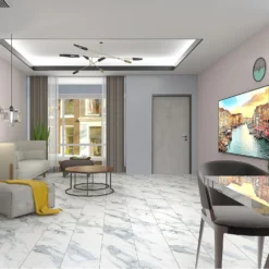 None Rigid Core Marble Tile Luxury Vinyl Flooring - Flooring Sample