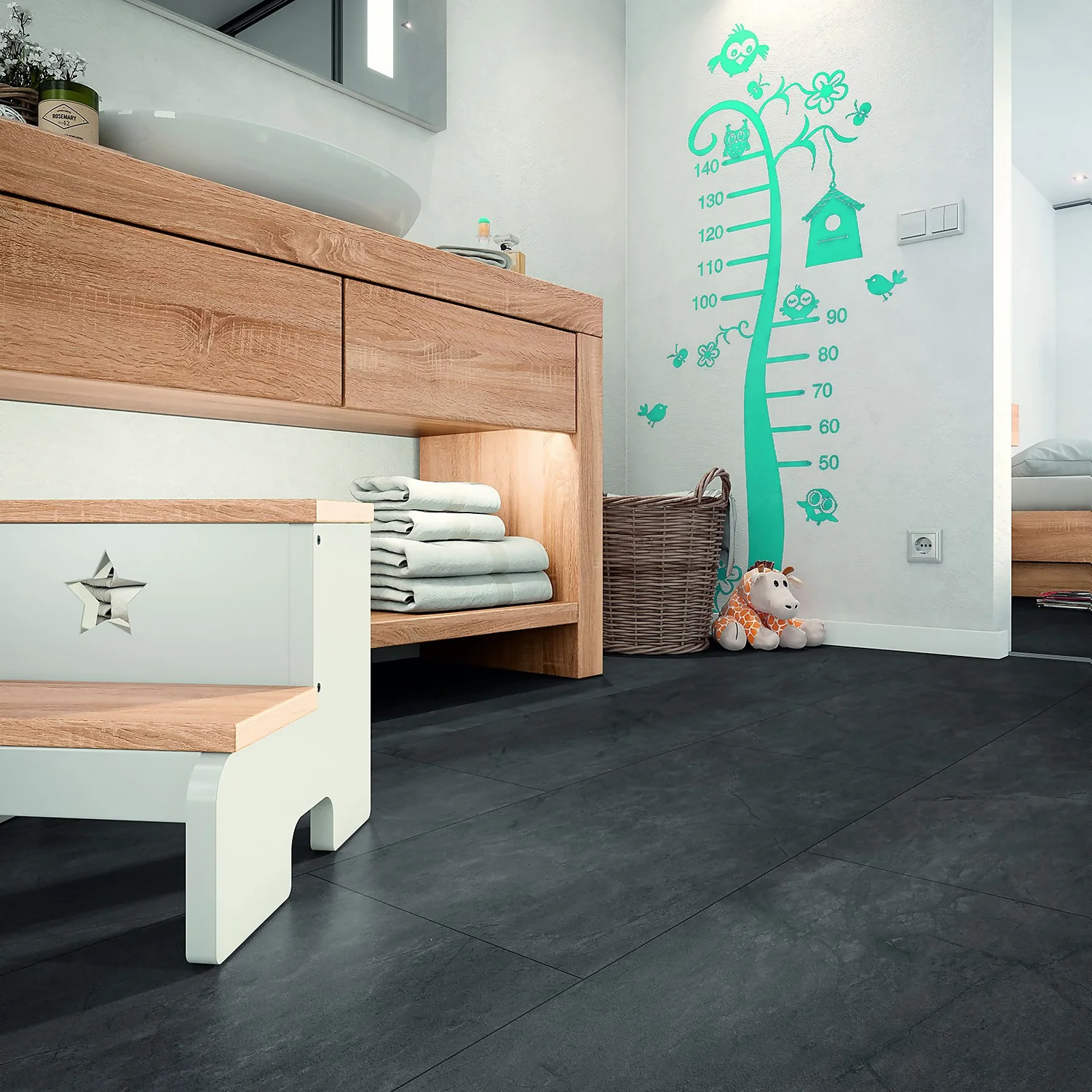 EGGER HOME Anthracite Slate Tile 8mm Aqua+ Laminate Flooring Sample EGGER HOME Anthracite Slate Tile 8mm Aqua+ Laminate Flooring Sample -Flooring And Tile Store 14186467 9775009714653914